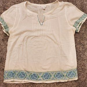 J.Jill White Embroidered Cotton Gauze Top